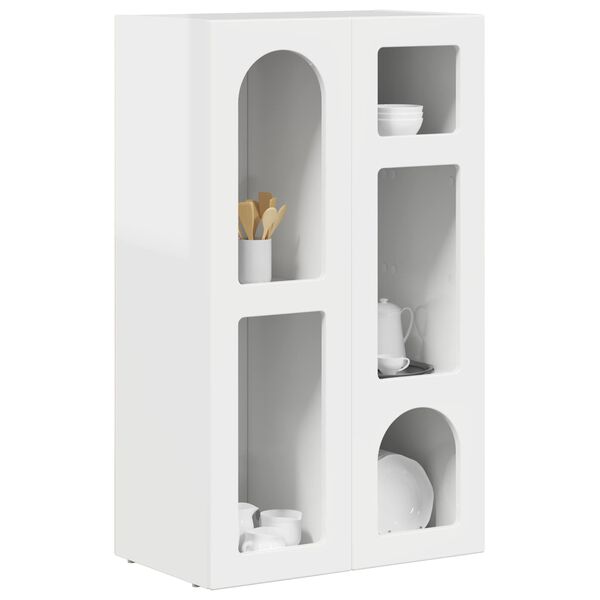 vidaXL Buffet Blanc brillant 59 x 35 x 100,5 cm Bois d'ing&eacute;nierie
