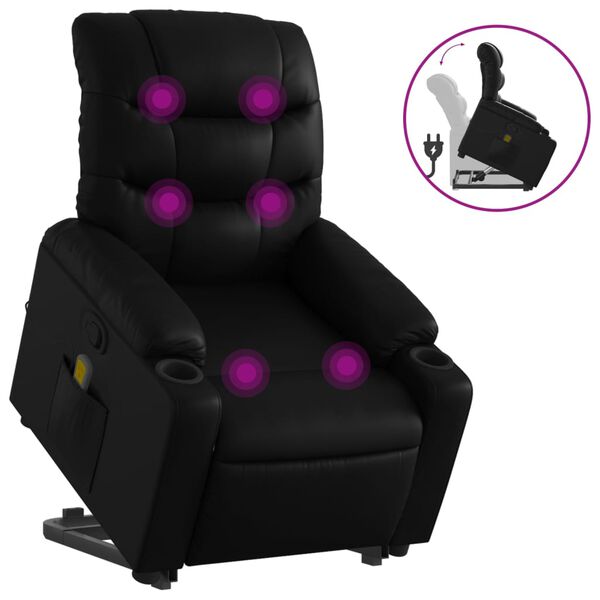 vidaXL Fauteuil inclinable de massage Noir Similicuir