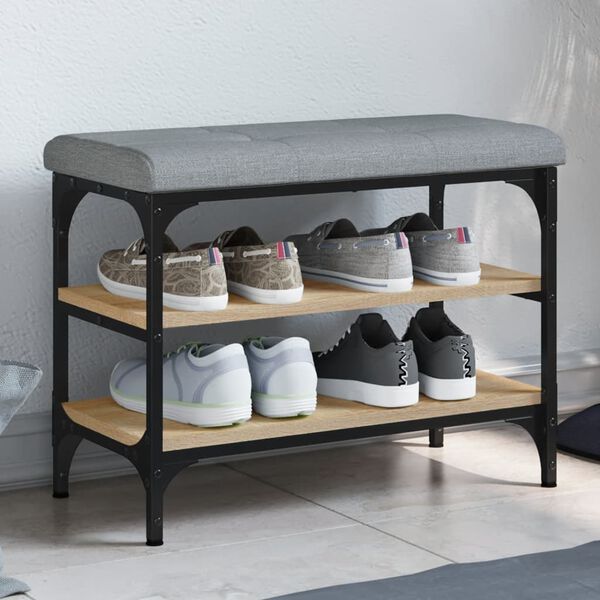 vidaXL Banc &agrave; chaussures ch&ecirc;ne sonoma 62x32x47 cm bois d'ing&eacute;nierie