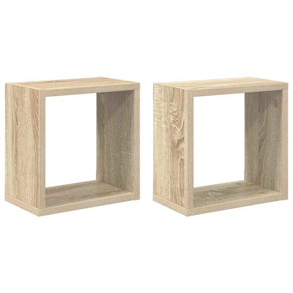 vidaXL &Eacute;tag&egrave;res cube murales 2 pcs Ch&ecirc;ne sonoma 26x15x26 cm