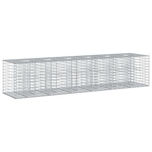 vidaXL Lit sur&eacute;lev&eacute; gabion 2 pcs Argent&eacute; 260 x 60 x 55 cm