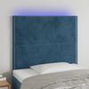 vidaXL T&ecirc;te de lit &agrave; LED Bleu fonc&eacute; 80x5x118/128 cm Velours