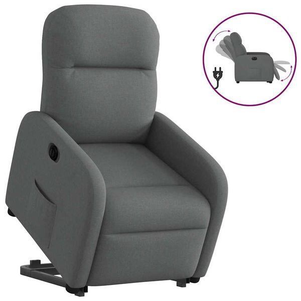 vidaXL Fauteuil inclinable &eacute;lectrique gris fonc&eacute; tissu