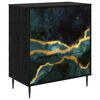 vidaXL Commode WIJHE Imprim&eacute; marbre teal 66 x 36,5 x 76 cm Ch&ecirc;ne noir