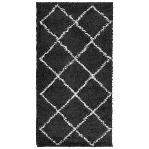 vidaXL Tapis shaggy &agrave; poils longs moderne noir et cr&egrave;me 80x150 cm