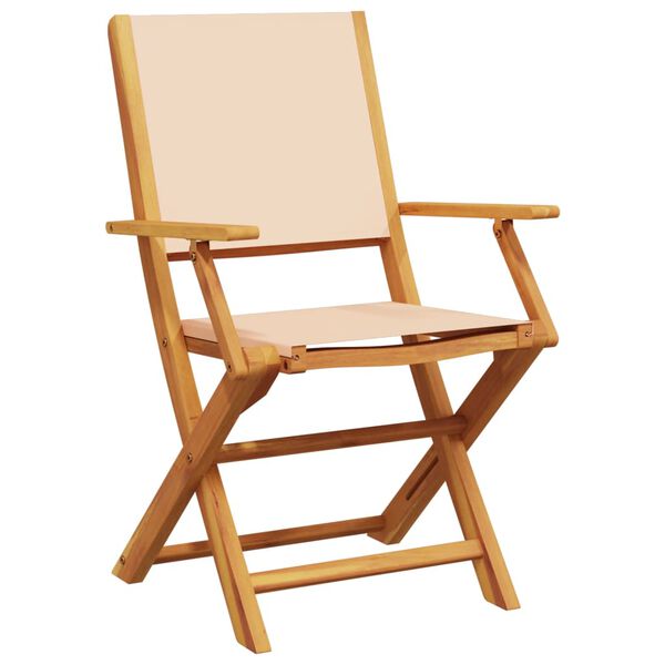 vidaXL Ensemble à manger de jardin 7 pcs beige tissu et bois massif