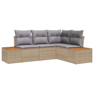 vidaXL Ensemble de canap&eacute; de jardin 5 pc Gris clair Poly rotin