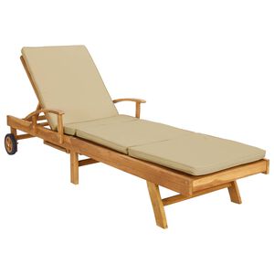vidaXL Chaise longue avec coussin 100% Polyester Teck Solide
