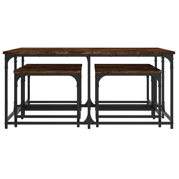 vidaXL Tables basses gigognes 5 pcs ch&ecirc;ne fum&eacute; bois d'ing&eacute;nierie