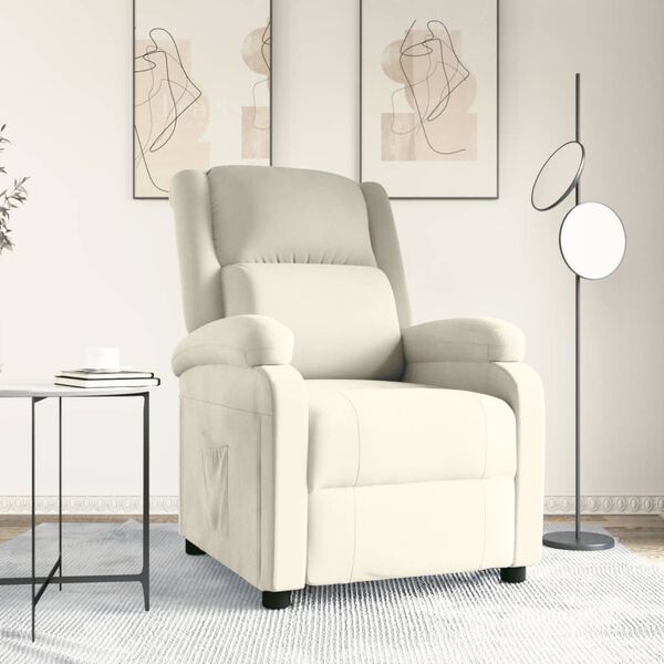 vidaXL Fauteuil inclinable Cr&egrave;me Velours