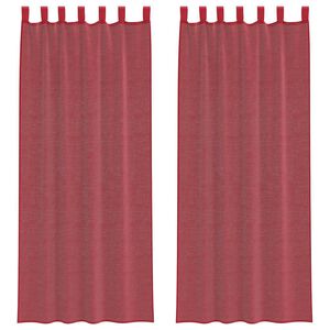 vidaXL Rideaux en voile avec passe-tringles 2 pcs rouge bordeaux
