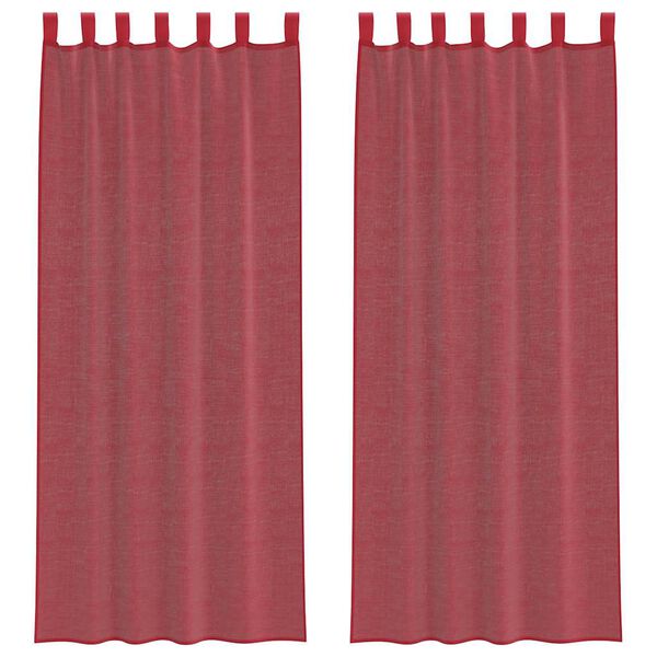 vidaXL Rideaux en voile avec passe-tringles 2 pcs rouge bordeaux