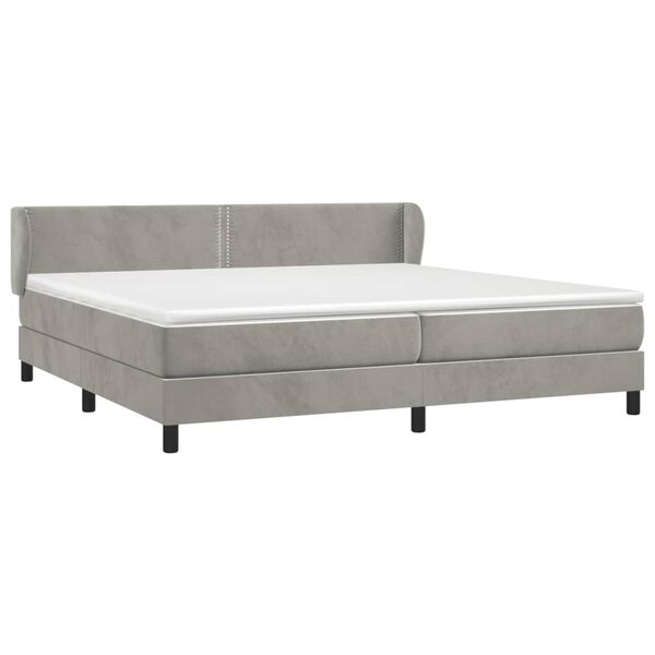 vidaXL Sommier &agrave; lattes de lit et matelas Gris clair 200x200cm Velours