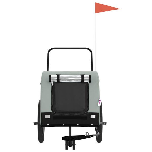 vidaXL Remorque de vélo pour animaux de compagnie gris et noir