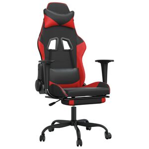 vidaXL Chaise de jeu avec repose-pied Noir et rouge Similicuir