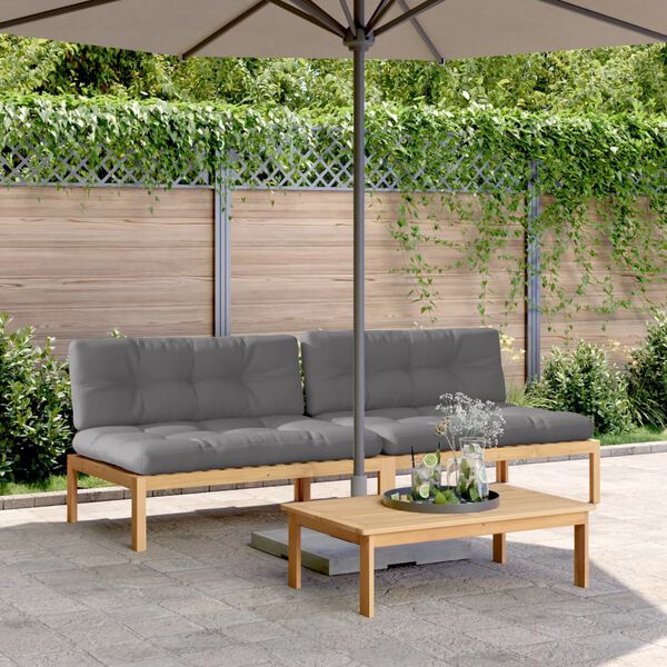 vidaXL Canap&eacute;s centraux palette de jardin 2pcs et coussins bois acacia