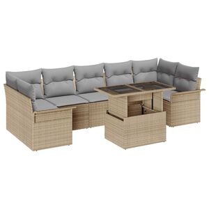 vidaXL Ensemble de canap&eacute; de jardin 8 pcs Beige Poly rotin