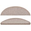 vidaXL Tapis d'escalier 15 pi&egrave;ces 56 x 17 x 3 cm Marron clair Demi-rond