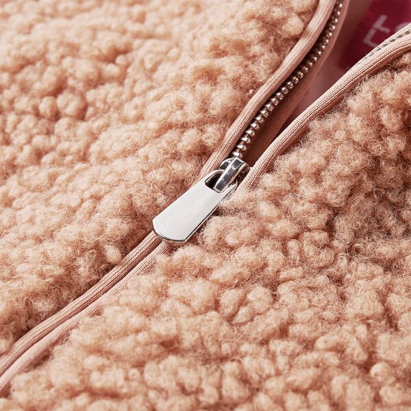 Veste &agrave; capuche pour enfants fausse fourrure cognac clair 140