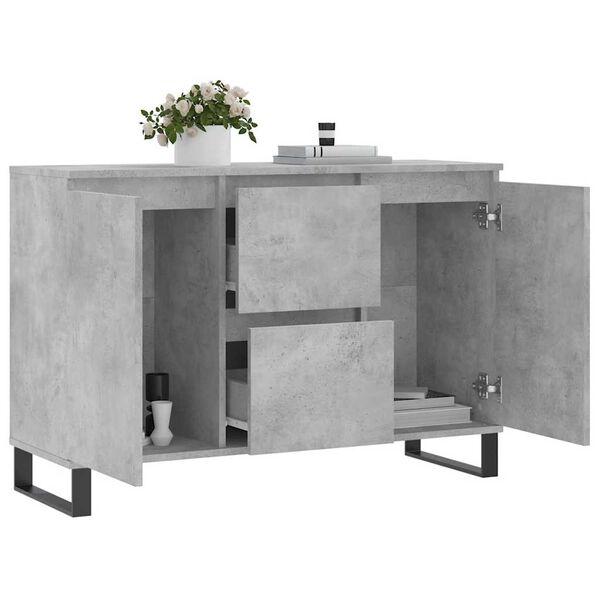 vidaXL Buffet gris béton 101,5x35x70 cm bois d'ingénierie