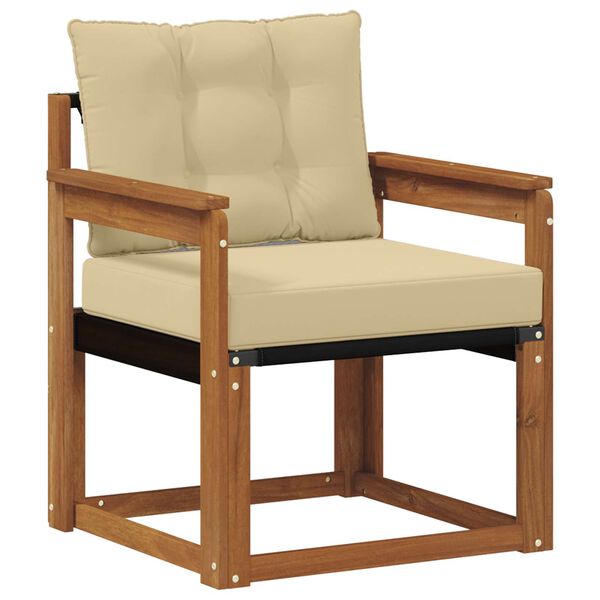 vidaXL Canap&eacute; d&rsquo;ext&eacute;rieur Bois d'acacia massif et Textil&egrave;ne Naturel