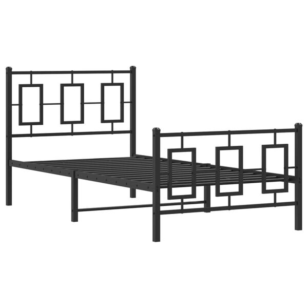 vidaXL Cadre de lit m&eacute;tal sans matelas avec pied de lit noir 90x190 cm