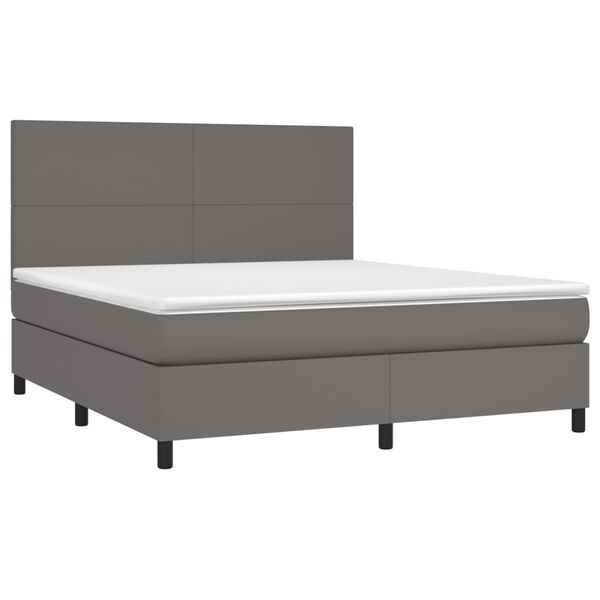 vidaXL Sommier &agrave; lattes de lit avec matelas et LED Gris 160x200 cm
