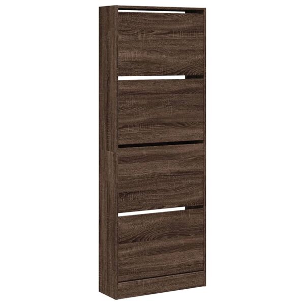vidaXL Armoire &agrave; chaussures ch&ecirc;ne marron 60x21x163,5cm bois ing&eacute;nierie
