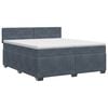 vidaXL Lit boxspring avec matelas Gris fonc&eacute; 200 x 200 cm Velours
