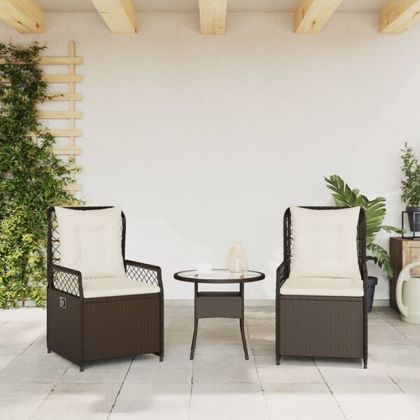 vidaXL Chaises inclinables de jardin lot de 2 marron résine tressée