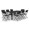 vidaXL Ensemble &agrave; manger de jardin 9 pcs Gris et noir