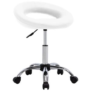 vidaXL Chaise pivotante &agrave; manger Blanc Similicuir
