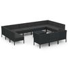 vidaXL Salon de jardin 14 pcs avec coussins R&eacute;sine tress&eacute;e Noir
