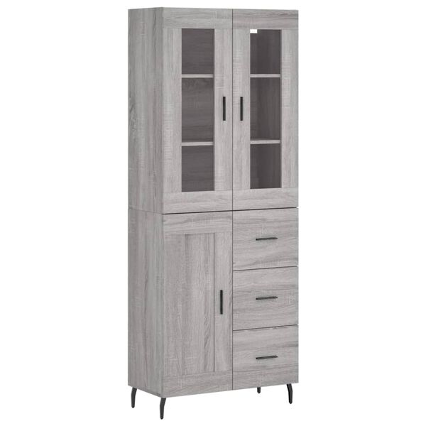 vidaXL Buffet haut Sonoma gris 69,5x34x180 cm Bois d'ing&eacute;nierie