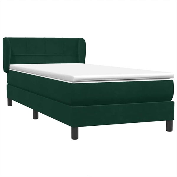 vidaXL Sommier &agrave; lattes de lit et matelas vert fonc&eacute; 90x210 cm velours