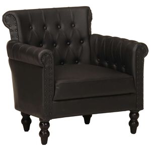 vidaXL Fauteuil Noir Cuir de ch&egrave;vre v&eacute;ritable