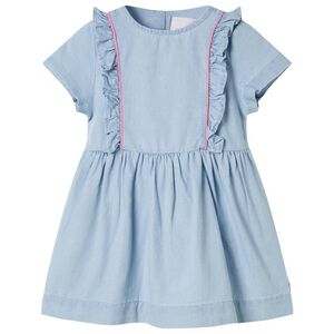 Robe pour enfants &agrave; volants bleu doux 116
