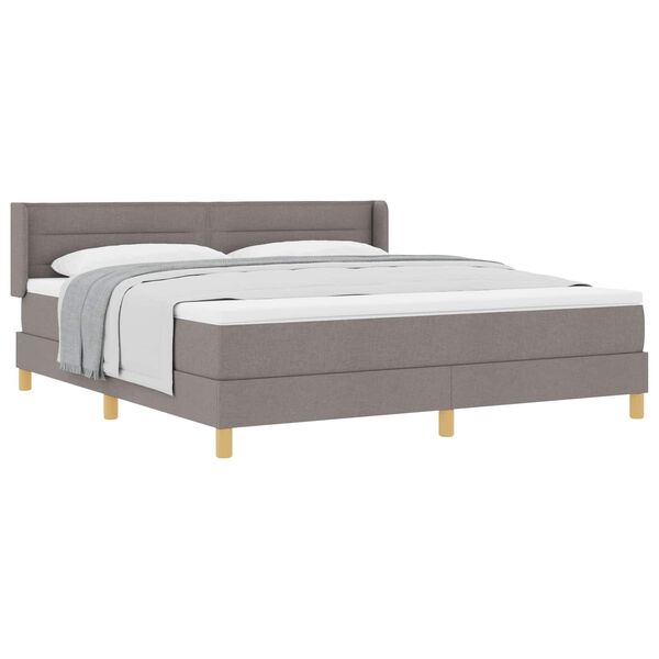 vidaXL Lit &agrave; ressorts avec matelas Taupe 200 x 180 cm Polyester