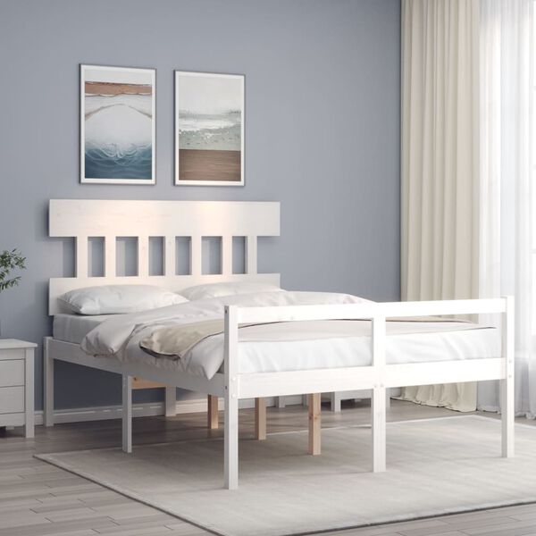 vidaXL Lit pour personne &acirc;g&eacute;e sans matelas blanc bois massif