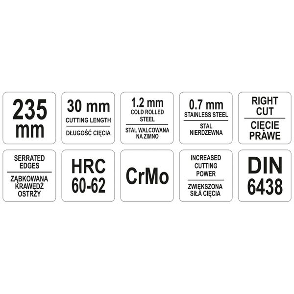 YATO Cisaille &agrave; &eacute;tain d&eacute;cal&eacute;e Droite 235 mm Vert