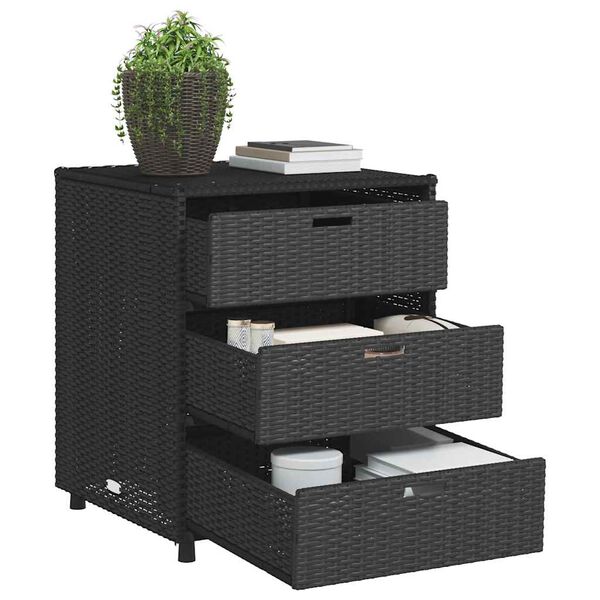 vidaXL Armoire de rangement de jardin noir 55x59x69 cm r&eacute;sine tress&eacute;e