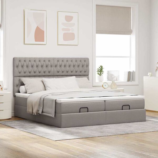 VidaXL Cadre de lit ottoman avec matelas taupe 200x200cm tissu