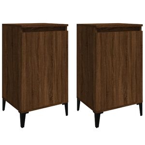 vidaXL Tables de chevet 2pcs ch&ecirc;ne marron 40x35x70cm bois d'ing&eacute;nierie
