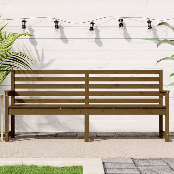 vidaXL Banc de jardin marron miel 203,5x48x91,5 cm bois de pin massif