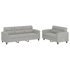 vidaXL Ensemble de canap&eacute;s 2 pcs coussins gris clair tissu microfibre