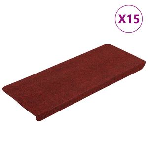 vidaXL Tapis d'escalier autocollants 15 pcs 65x24,5x3,5 cm Rouge