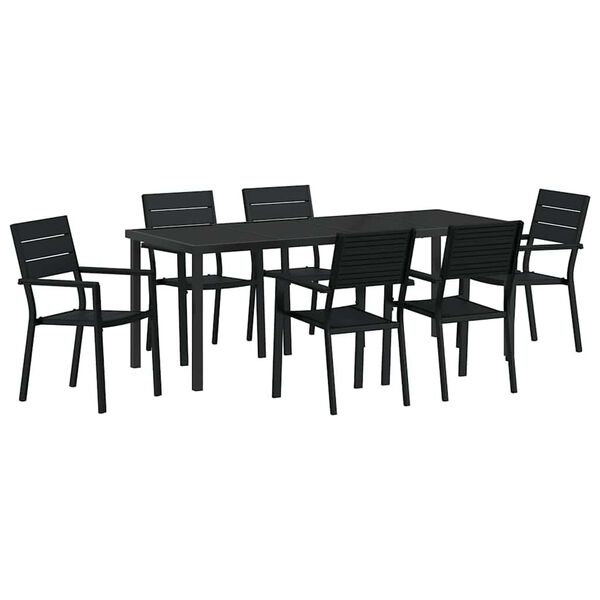 vidaXL Ensemble de salle &agrave; manger pour jardin 7 pcs Noir