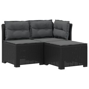 vidaXL Canap&eacute; de jardin 3 places avec coussins look rattan PP