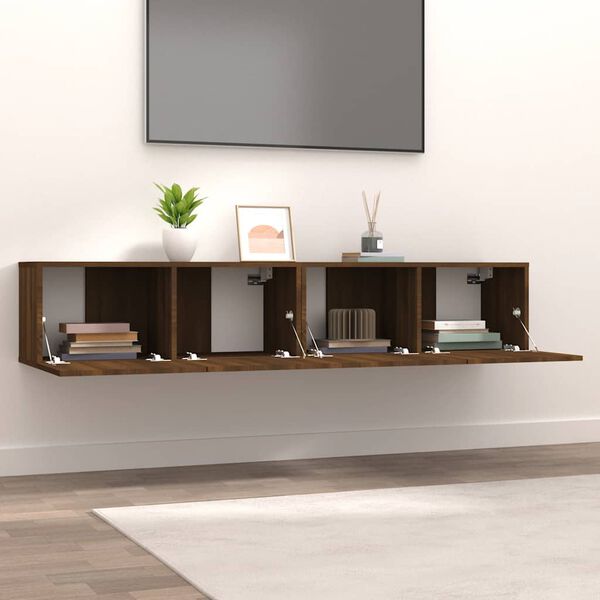 vidaXL Meubles TV 2 pcs ch&ecirc;ne marron 80x30x30 cm bois ing&eacute;nierie