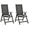 vidaXL Chaises pliables de jardin lot de 2 Textil&egrave;ne et aluminium Noir